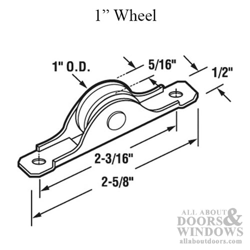 Glide Master Roller, Wardrobe Door 1 inch Wheel, 5/16 inch Bottom Mount - Glide Master Roller, Wardrobe Door 1 inch Wheel, 5/16 inch Bottom Mount