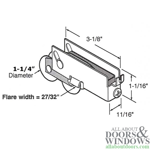 1-1/4  Tandem Nylon  wheel, Roller Assembly - 1-1/4  Tandem Nylon  wheel, Roller Assembly