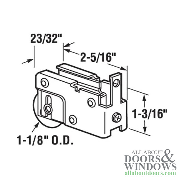 Sliding Door Roller Single Steel Ball Bearing Roller E-Tab Style Housing Adjustable Backing 1.125 Inch Steel Wheel - Sliding Door Roller Single Steel Ball Bearing Roller E-Tab Style Housing Adjustable Backing 1.125 Inch Steel Wheel