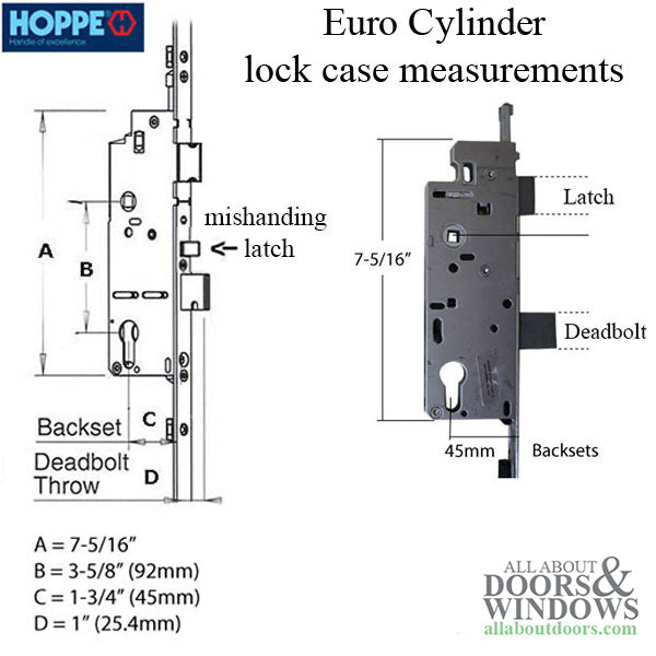 Hoppe HLS9000 Multipoint Lock Manual Tongue Gear 45mm Backset 92mm PZ 1 Inch Deadbolt Throw 36 Inch Handle Height - Hoppe HLS9000 Multipoint Lock Manual Tongue Gear 45mm Backset 92mm PZ 1 Inch Deadbolt Throw 36 Inch Handle Height