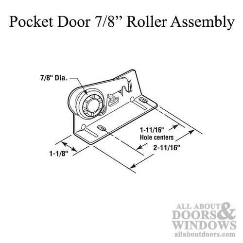 Discontinued - 7/8 inch wheel, Pocket / Closet  Roller Assembly - Discontinued - 7/8 inch wheel, Pocket / Closet  Roller Assembly