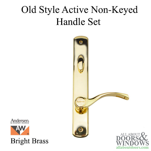 Old Style Andersen Handle Set, Estate,  Active Door - Bright Brass - Old Style Andersen Handle Set, Estate,  Active Door - Bright Brass