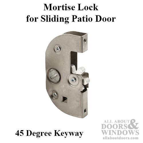 Mortise Lock - Sliding Patio Door, 45 Degree Keyway - Diecast/Steel - Mortise Lock - Sliding Patio Door, 45 Degree Keyway - Diecast/Steel