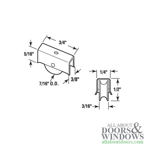 Roller Assembly (Grooved) - Sliding Windows, Showcase / Storm - Steel / Nylon - Roller Assembly (Grooved) - Sliding Windows, Showcase / Storm - Steel / Nylon