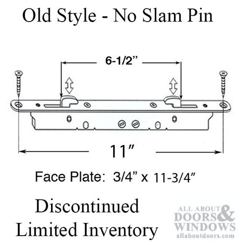 2- Hook Sliding door lock, 11-3/4 Face with Pin - Beige - 2- Hook Sliding door lock, 11-3/4 Face with Pin - Beige