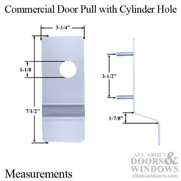 Exit Device Pull Trim Plate with Cylinder Hole - Aluminum - Exit Device Pull Trim Plate with Cylinder Hole - Aluminum