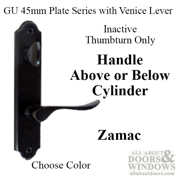 G-U Venice Handle & 45mm Plate, Zamac, Inactive, Thumbturn Only (Handles DO Move) Choose Color - G-U Venice Handle & 45mm Plate, Zamac, Inactive, Thumbturn Only (Handles DO Move) Choose Color