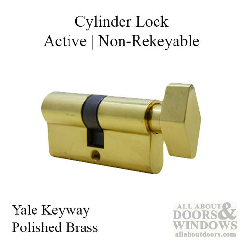 32/32 Keyed 64mm 360° Euro Profile Cylinder, Yale Y8 Key - Polished Brass - 32/32 Keyed 64mm 360° Euro Profile Cylinder, Yale Y8 Key - Polished Brass