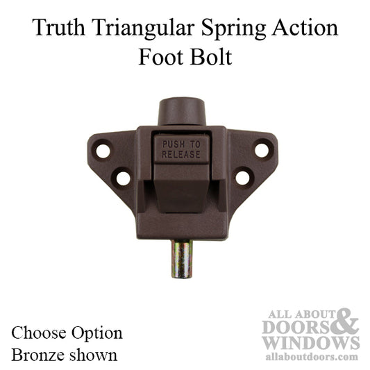 Auxiliary Foot Bolt, Truth Triangular Patio Door, .56" Short - Choose Color