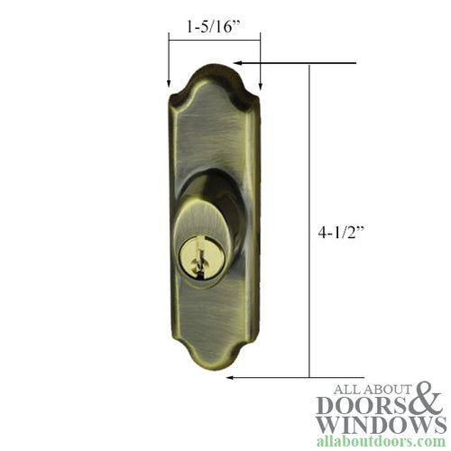 Andersen Gliding Door Keyed Lock, Covington - LH, Antique Brass - Andersen Gliding Door Keyed Lock, Covington - LH, Antique Brass