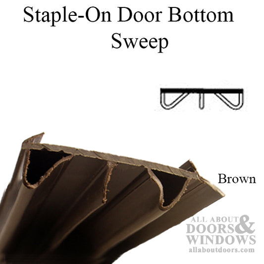 Door Bottom / Sweep, Staple-On, Low Profile, Brown