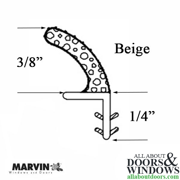 Marvin Head Jamb Parting Stop V1194 Stile Weather Strip - Marvin Head Jamb Parting Stop V1194 Stile Weather Strip