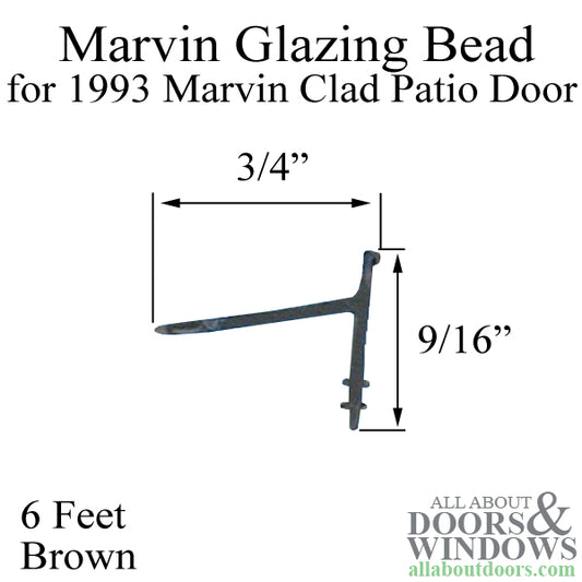 Marvin Glazing Bead V860, T Shape, Vinyl - Snap-In 3/4  Wide - 6' - Brown
***DISCONTINUED***