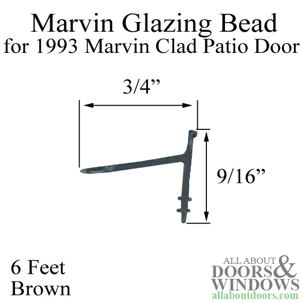 Marvin Glazing Bead V860, T Shape, Vinyl - Snap-In 3/4  Wide - 6' - Brown
***DISCONTINUED*** - Marvin Glazing Bead V860, T Shape, Vinyl - Snap-In 3/4  Wide - 6' - Brown
***DISCONTINUED***