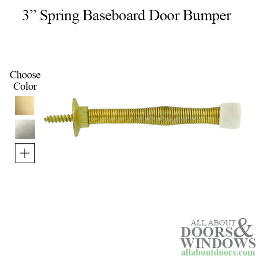 3'' Baseboard Door Bumper Steel Spring - Polished Brass