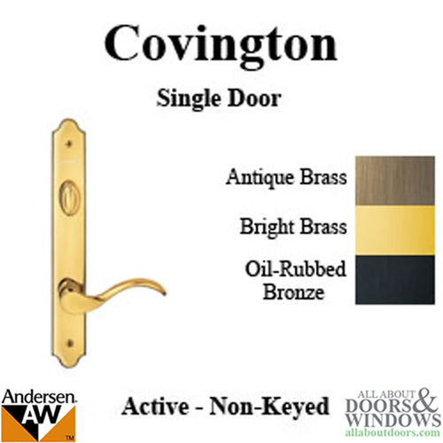 Hardware Kit, Single Door, Covington, Active Door - Bright Brass - Hardware Kit, Single Door, Covington, Active Door - Bright Brass