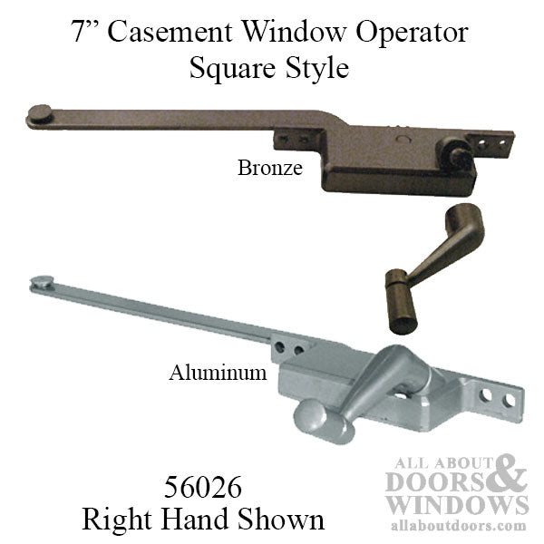 Casement Window Operator, 7'' arm, Right Hand, Square Body, Steel Casement - Choose Color - Casement Window Operator, 7'' arm, Right Hand, Square Body, Steel Casement - Choose Color