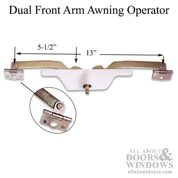 Amesbury Truth Dual Arm Awning Operator Front Mount White Window Operator - Amesbury Truth Dual Arm Awning Operator Front Mount White Window Operator