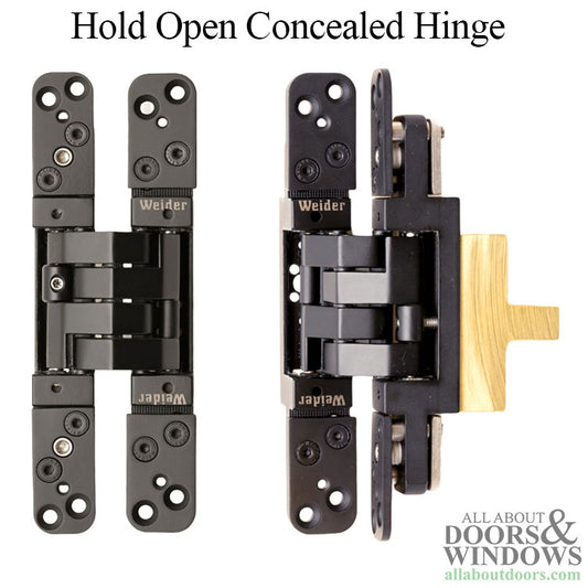 3D Adjustable Concealed Hinge, Hold Open Function, Stainless Steel - Matte Black