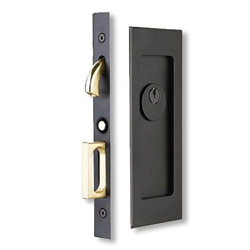 Keyed Pocket Door Mortise, Modern Rectangular - Oil Rubbed Bronze - Keyed Pocket Door Mortise, Modern Rectangular - Oil Rubbed Bronze