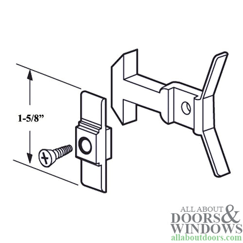 Non-Handed Plastic 1-5/8 Inch Bolt Latch Assembly for Sliding Screen Door - White - Non-Handed Plastic 1-5/8 Inch Bolt Latch Assembly for Sliding Screen Door - White