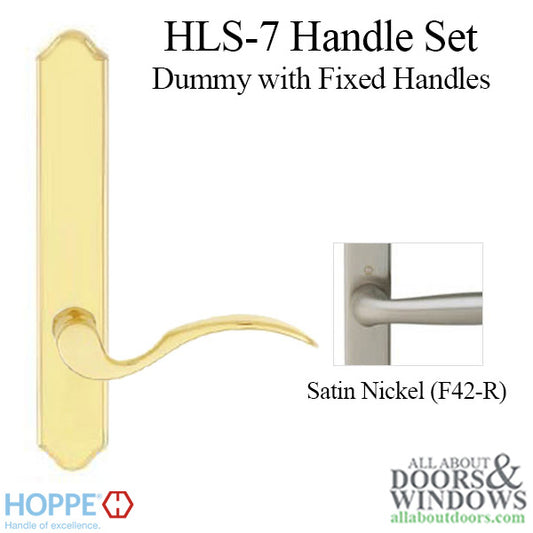 HOPPE HLS7 Handle Set with Munchen Lever Dummy with Fixed Handles Satin Nickel