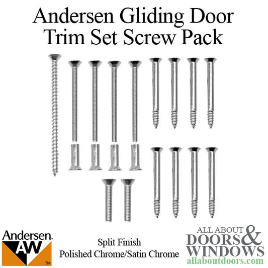 Trim Set Screw pack, Gliding Door -Polished Chrome / Satin Chrome