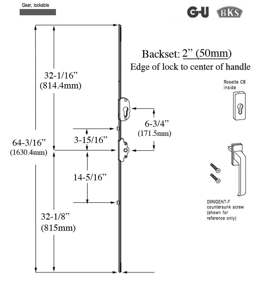 G-U Lockable Gear, 50mm backset slide-fold hardware - G-U Lockable Gear, 50mm backset slide-fold hardware