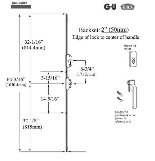 G-U Lockable Gear, 50mm backset slide-fold hardware - G-U Lockable Gear, 50mm backset slide-fold hardware