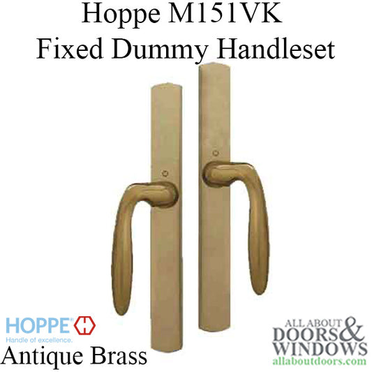 HOPPE HLS 9000 Sliding Door Handle Set with Verona Lever Fixed Dummy Antique Brass