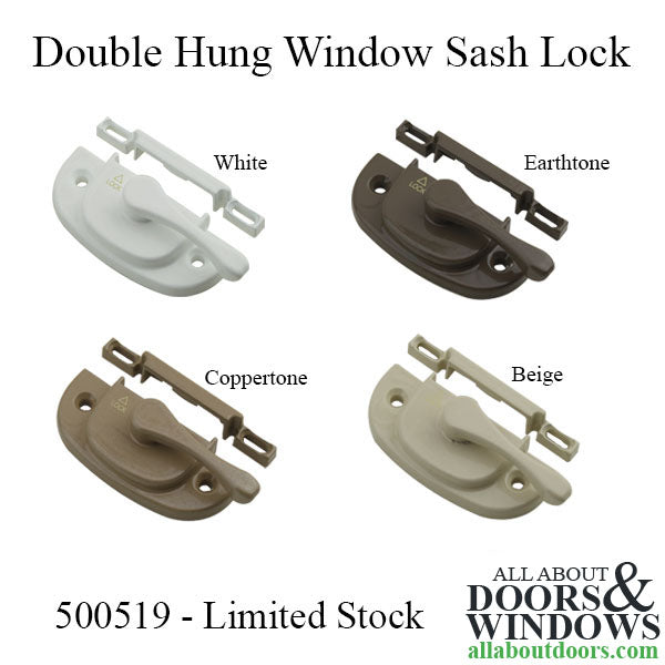 Double Hung Window Sash Lock,  2-1/16'' screw hole centers - Choose Color - Double Hung Window Sash Lock,  2-1/16'' screw hole centers - Choose Color