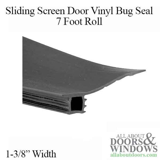 Vinyl Bug Seal for Sliding Screen Door - 7 Foot Roll, Black