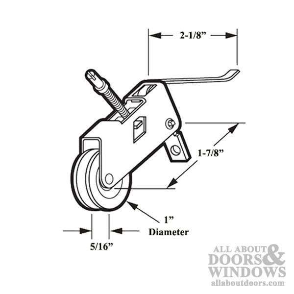 Straight Spring Tension Roller Assembly with 1 Inch Nylon Wheel for Sliding Screen Door - Straight Spring Tension Roller Assembly with 1 Inch Nylon Wheel for Sliding Screen Door