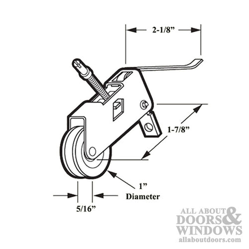 Straight Spring Tension Roller Assembly with 1 Inch Nylon Wheel for Sliding Screen Door - Straight Spring Tension Roller Assembly with 1 Inch Nylon Wheel for Sliding Screen Door