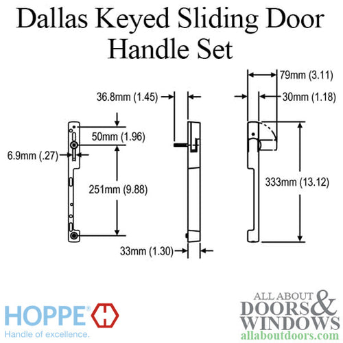 HOPPE Dallas Series Sliding Door Handle Set for HLS9000 Multipoint Locking System Left Hand Keyed Matte Black - HOPPE Dallas Series Sliding Door Handle Set for HLS9000 Multipoint Locking System Left Hand Keyed Matte Black