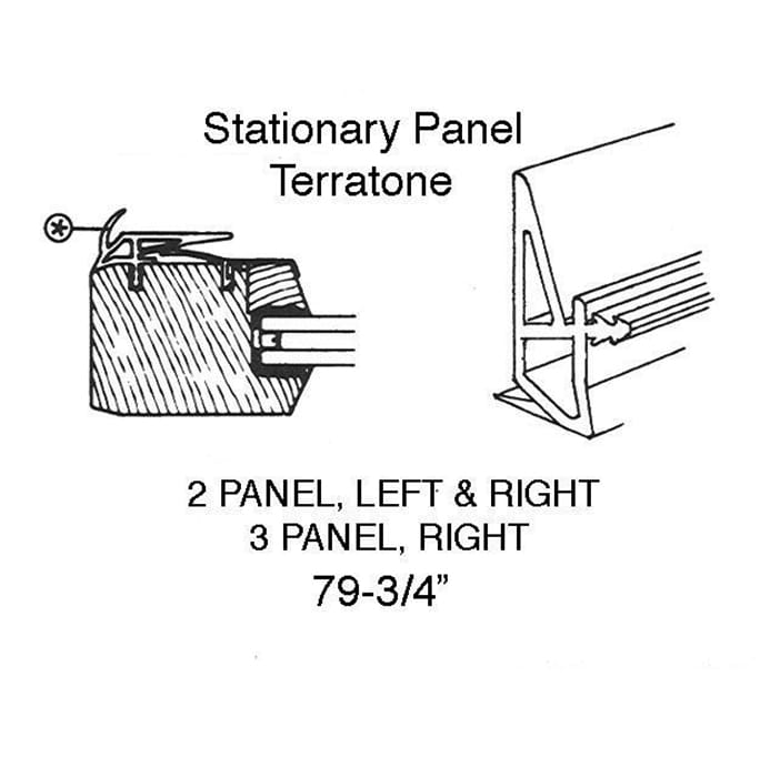 Interlock Only,  3 Panel LH Stationary Lock Stile, Andersen Terratone Gliding Door - Gray - Interlock Only,  3 Panel LH Stationary Lock Stile, Andersen Terratone Gliding Door - Gray