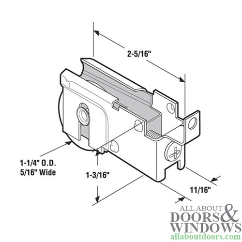 Sliding Door Roller for Northrop Glass Doors 1.25 Inch Single Steel Wheel Roller with Adjustable F Tab Housing - Sliding Door Roller for Northrop Glass Doors 1.25 Inch Single Steel Wheel Roller with Adjustable F Tab Housing