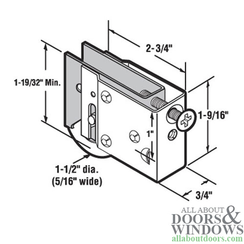 Sliding Patio Door Roller Assembly with Adjustable Steel Housing 1.5 Inch Steel Ball Bearing Wheel Diameter - Sliding Patio Door Roller Assembly with Adjustable Steel Housing 1.5 Inch Steel Ball Bearing Wheel Diameter