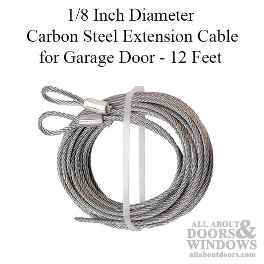 Steel Extension Cable For Garage Door 12 Foot Cable 1/8th Inch Diameter Cable