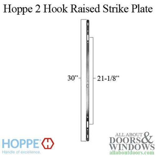 Hoppe 2 Point Sliding Door Lock Strike - 16mm Face, 5.3mm Thick, 30