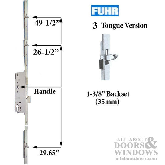 MW Door with 4 point lock - 3 Tongues. 1-3/8 Backset