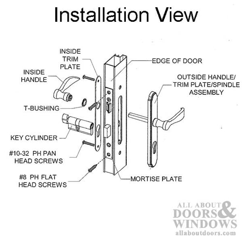 Storm Door Complete Mortise Lock and Handle with 0.875 Inch Backset - Storm Door Complete Mortise Lock and Handle with 0.875 Inch Backset