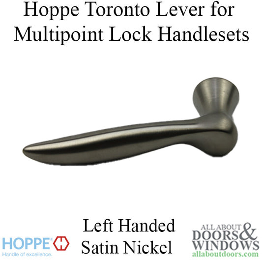 Toronto Lever Handle for Left Handed Multipoint Lock Handlesets - Satin Nickel