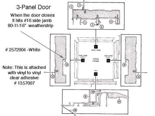 Andersen Perma-Shield 3-Panel Gliding Door Side Jamb Weatherstrip, Inside Stationary Panel - White - Andersen Perma-Shield 3-Panel Gliding Door Side Jamb Weatherstrip, Inside Stationary Panel - White