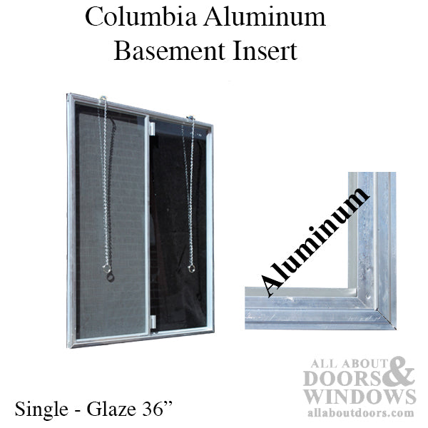 C-300-36 Aluminum Basement Window Insert,  Single Pane Glass - C-300-36 Aluminum Basement Window Insert,  Single Pane Glass