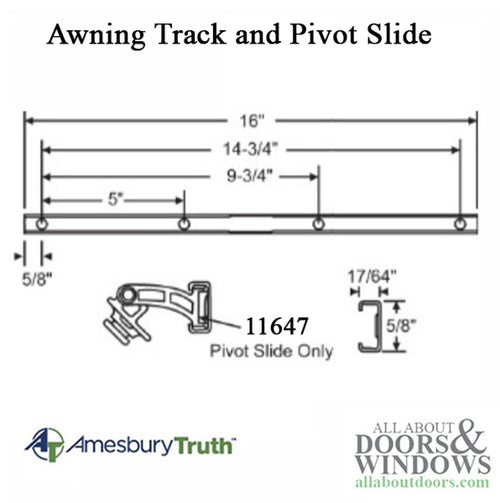 Truth 11577.00.0500 Maxim - Encore Awning window  Stainless Steel Track and Pivot Slide Guides - Truth 11577.00.0500 Maxim - Encore Awning window  Stainless Steel Track and Pivot Slide Guides