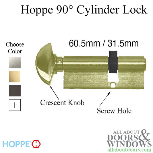 60.5/31.5 New Style HOPPE Non-Logo Active 90° Keyed Profile Cylinder Lock with Crescent Knob