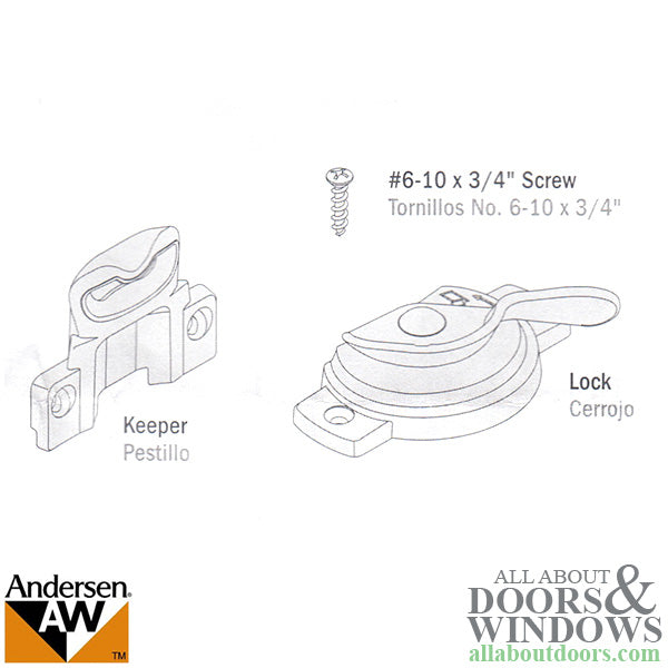 Andersen A Series Sash Lock For Double Hung Sash Lock White Swivel Sash Lock - Andersen A Series Sash Lock For Double Hung Sash Lock White Swivel Sash Lock