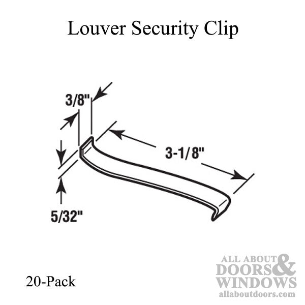 Louver Security Clip - 4 Inch Glass - 20 pack - Louver Security Clip - 4 Inch Glass - 20 pack