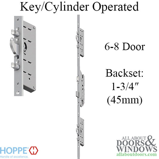 24mm Hoppe Gear Driven, Key operated 45/92/8 Multipoint Lock